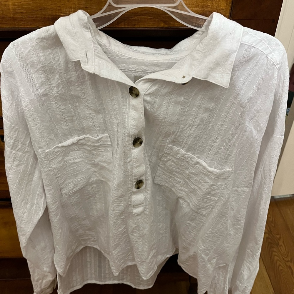 Loft white button down with pattern